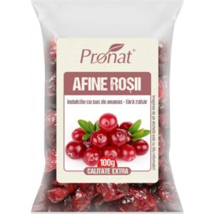 Afine rosii uscate (merisoare, cranberry), 100g Pronat