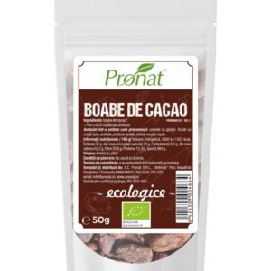 Boabe de cacao raw, bio, 50g Pronat