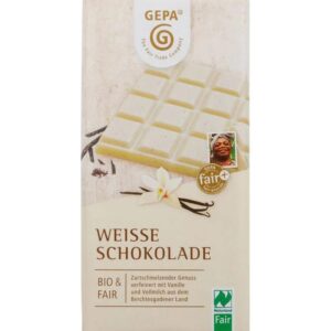 Ciocolata alba bio si fairtrade cu vanilie, 100g Gepa
