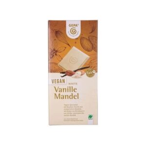 Ciocolata alba bio vegan cu vanilie si migdale, 100g Gepa
