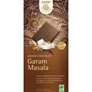 Ciocolata bio cu lapte, cocos si condimente orientale Garam Masala, 100g Gepa