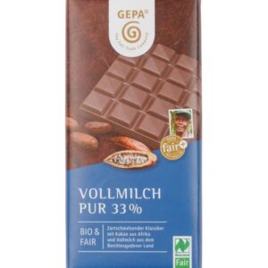 Ciocolata bio si fairtrade cu lapte 33% cacao, 100g Gepa