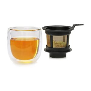 Hot Glass System, pahar cu pereti dubli pentru ceai, cu filtru integrat, 130ml, Riensch&Held