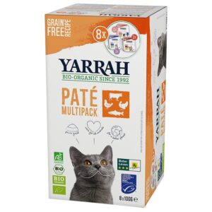 Hrana bio pentru pisici, tip pateu, in 3 arome, 800g Yarrah