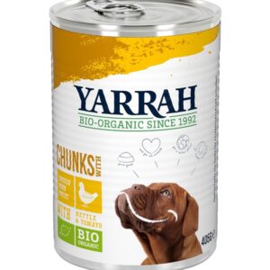 Hrana umeda bio pentru caini, bucati de pui in sos, 405g Yarrah
