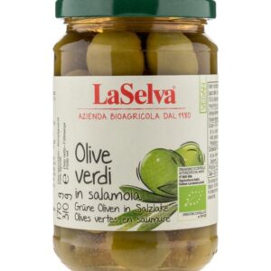 Masline verzi bio în saramura, 310g LaSelva
