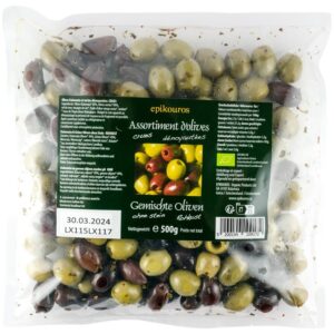Mix de masline bio, crude, fara samburi, 500g Epikouros