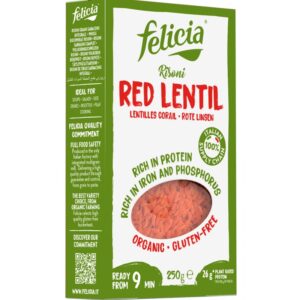 Risoni cu linte rosie, bio, 250g Felicia