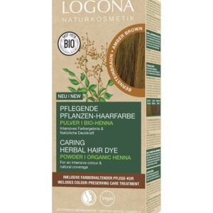 Vopsea de par bio pe baza de plante, maro chihlimbar 100g Logona
