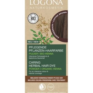 Vopsea de par pulbere, pe baza de plante, castaniu cafea, 100g Logona