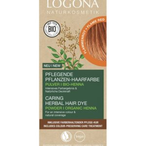 Vopsea de par pulbere, pe baza de plante, rosu foc, 100g Logona