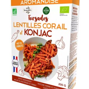 Paste fusilli din linte coral si konjac bio 200g Aromandise